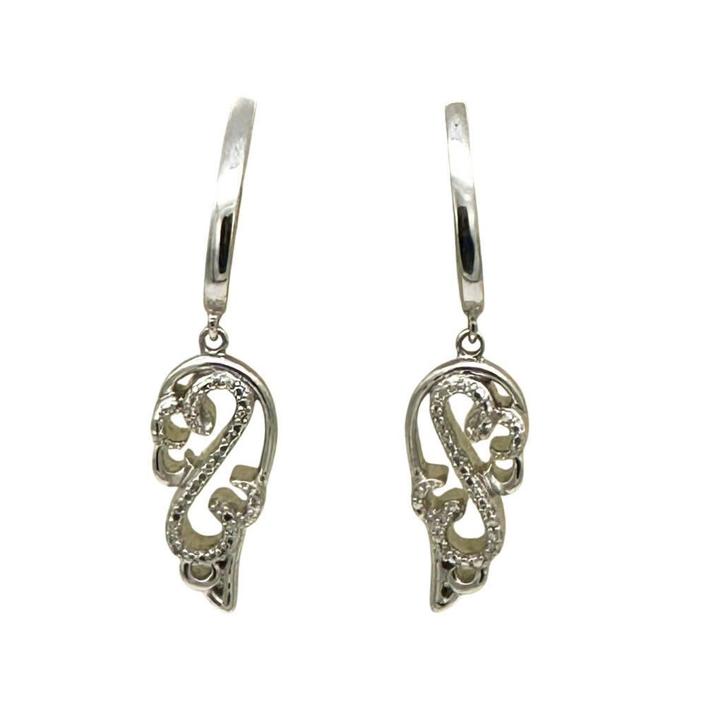 Kay’s Jane Seymour Sterling Silver Diamond Open Hearts Dangle Angel Wing Earring